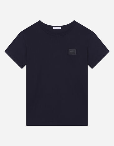 Dolce & Gabbana Jersey T-shirt with logo tag Blue L4JT7TG7OLK
