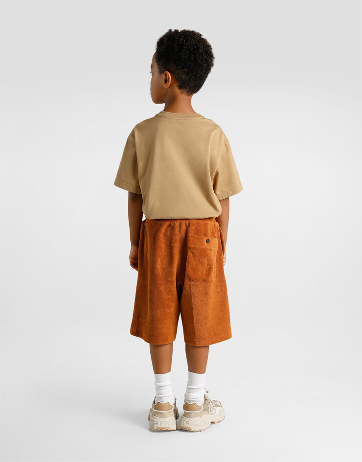 Dolce & Gabbana Jersey t-shirt with DG patch Beige L4JTHVG7PSJ