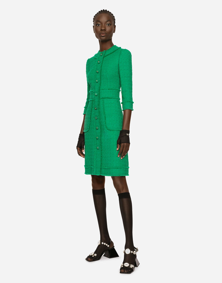 Dolce & Gabbana Raschel tweed midi dress Green F6ARXTFMMHN