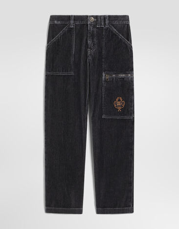 Dolce & Gabbana Velvet trousers with patch Multicolor L45P48LY115
