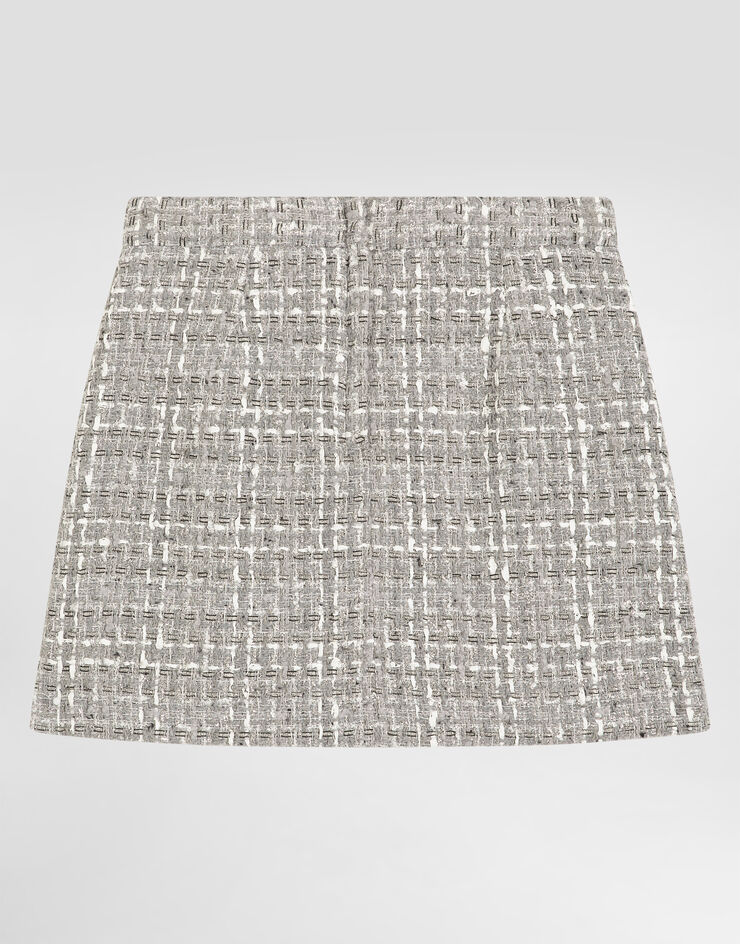 Dolce & Gabbana Lamé bouclé skirt with decorative buttons Multicolor L55I32FQOAB