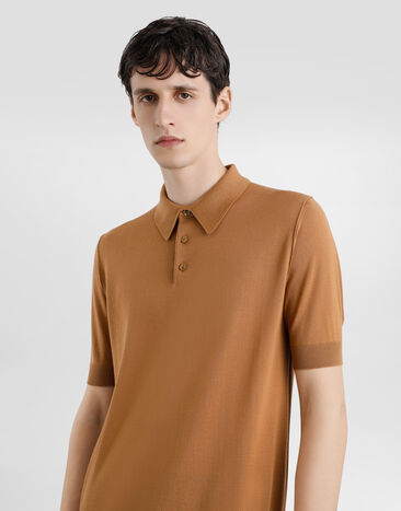 Dolce & Gabbana Fine-gauge cashmere polo shirt Dolce & Gabbana Fine-gauge cashmere polo shirt Brown GXZ02TJBW1W