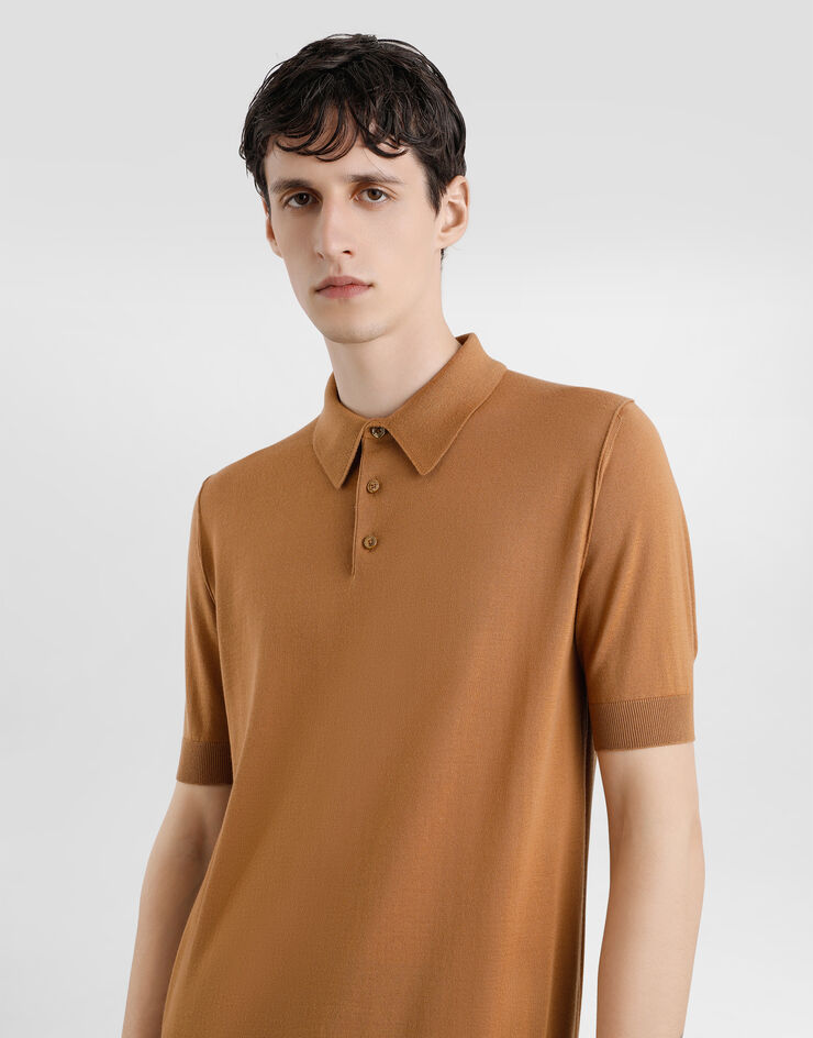 Dolce & Gabbana Fine-gauge cashmere polo shirt Dolce & Gabbana Fine-gauge cashmere polo shirt Brown GXZ02TJBW1W