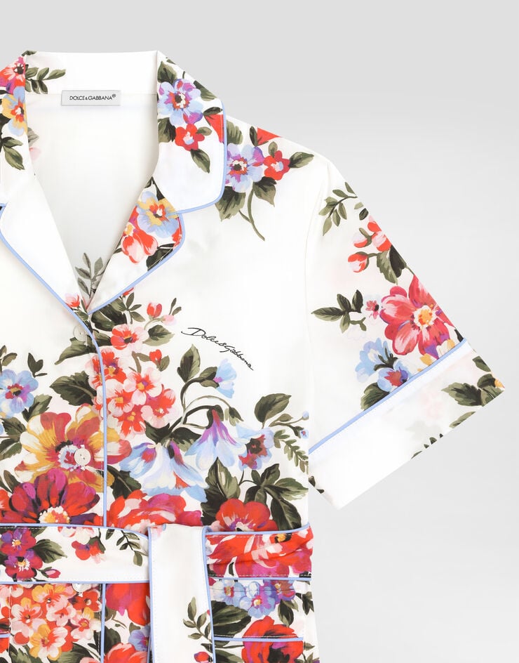 Dolce & Gabbana Camicia vanity in popeline stampa mazzo di fiori Multicolore L56S07HS5UU