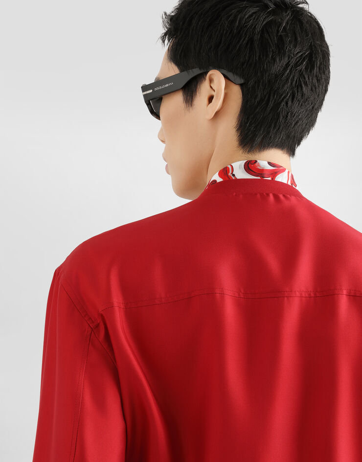 Dolce & Gabbana シルク ツイル ボンバー ジャケット レッド G9BLMZFU1XB