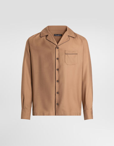Dolce & Gabbana Hawaii wool twill shirt Brown G5IF1ZFU3SW