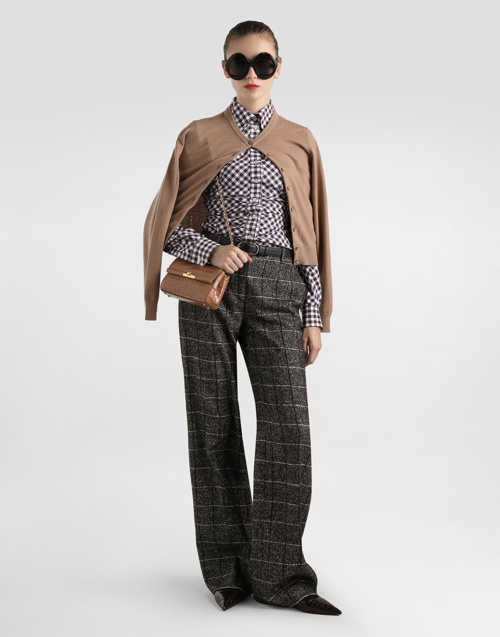 Wool trousers with check print - thumbnail 2