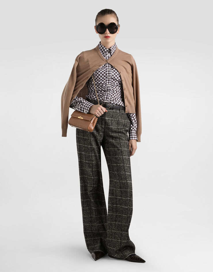 Dolce & Gabbana Wool trousers with check print Multicolor FTC31TFQZAJ