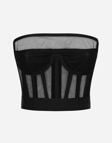 Dolce & Gabbana Bustier-Top aus Tüll mit Stäben Mehrfarbig O9A13JFSG6D