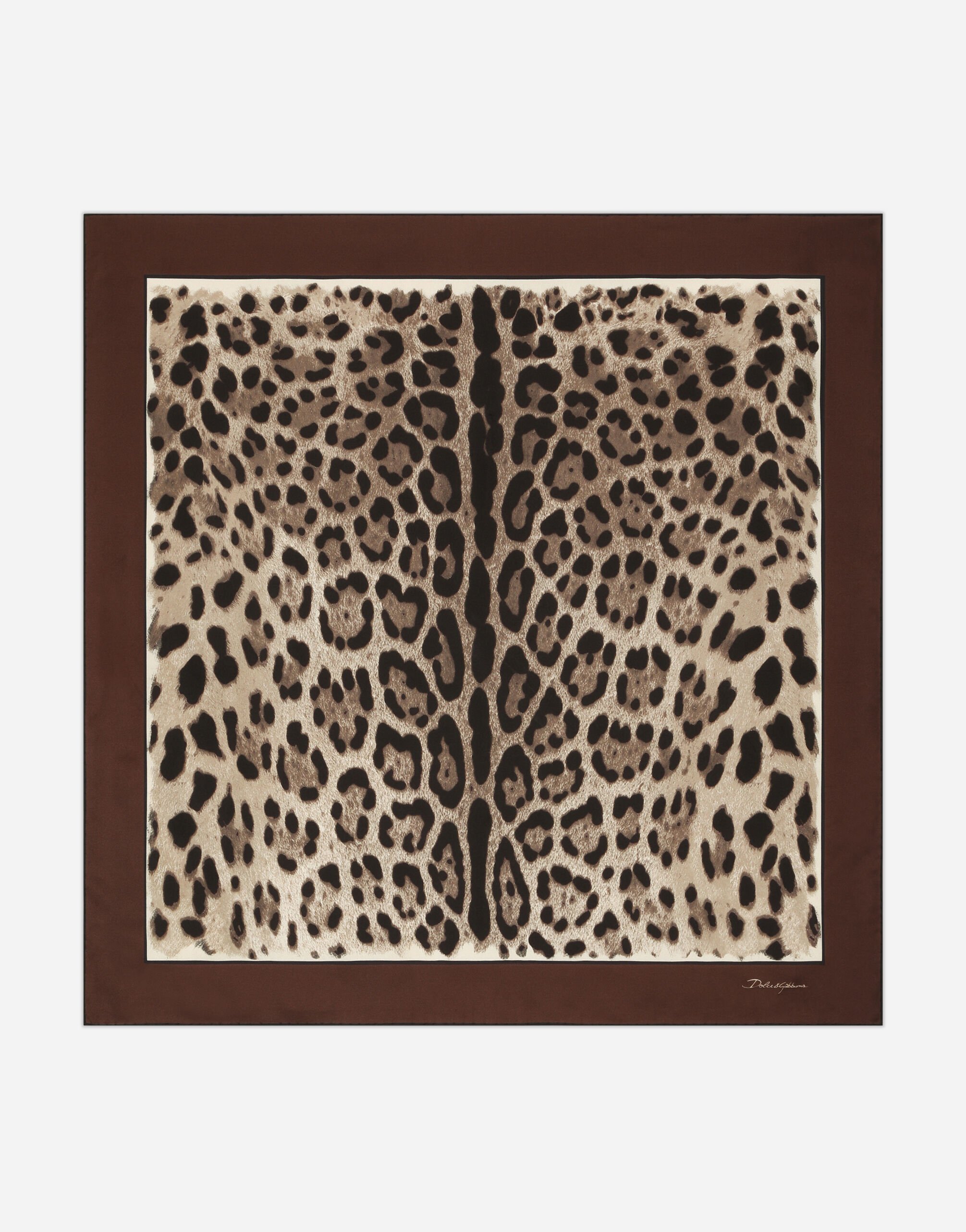 Dolce Gabbana♪SALE♪FN090R Leopard-print twill scarf (90x90) in Brown for Women