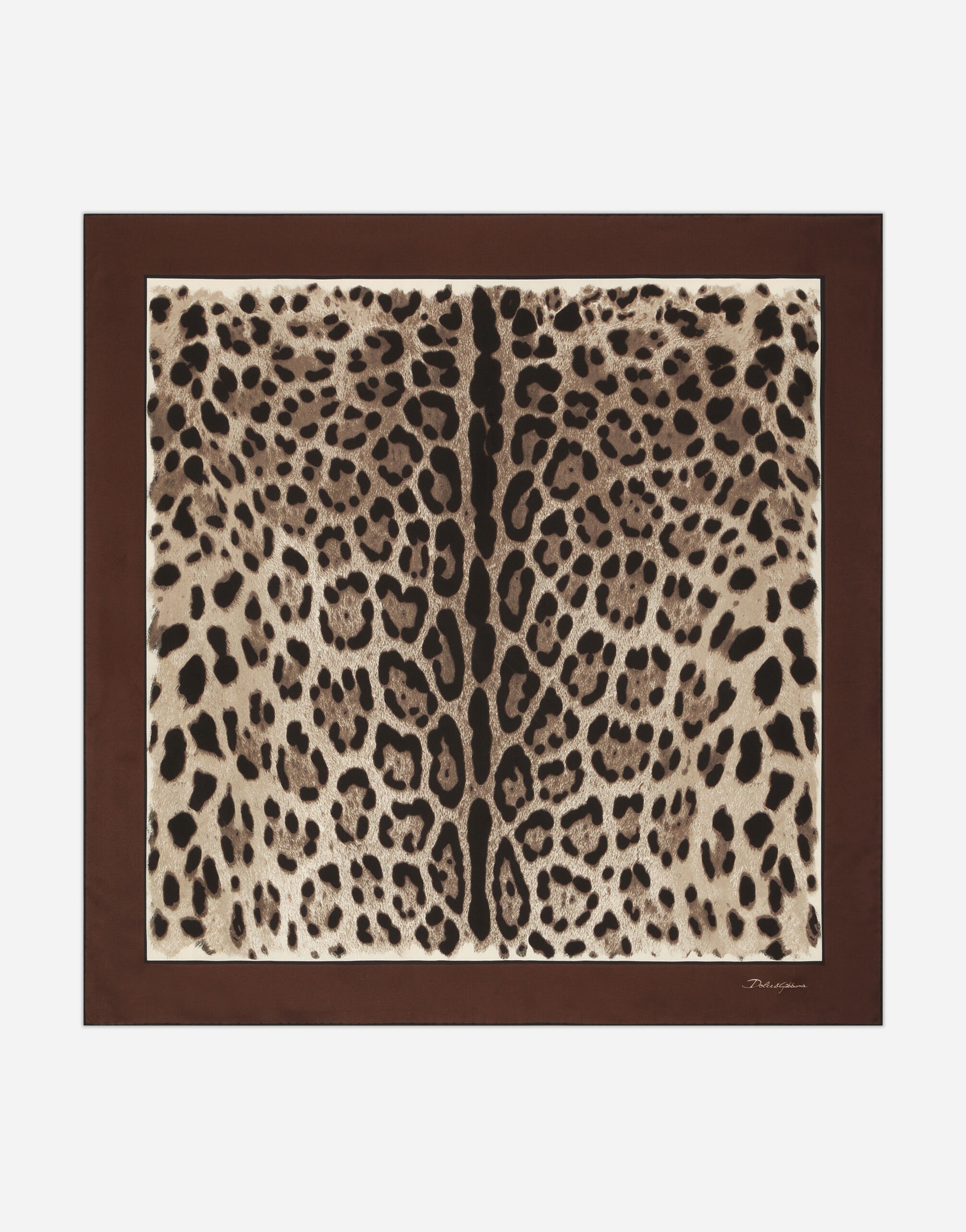 Dolce & Gabbana Fular 90x90 de sarga con estampado de leopardo Negro VG443FVP187