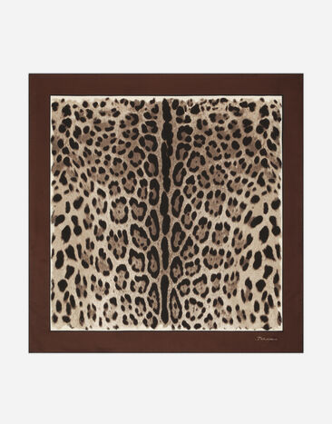 Dolce&Gabbana Fular 90x90 de sarga con estampado de leopardo Negro F79BRTHLM9K