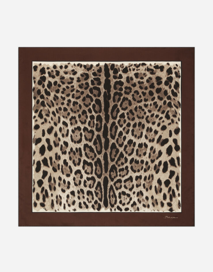 Dolce&Gabbana Leopard-print twill scarf (90x90) Brown FN090RGDBYX