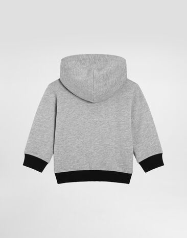 Dolce & Gabbana Hooded fleece with Dolce&Gabbana print Grey L1JWITG7PCC