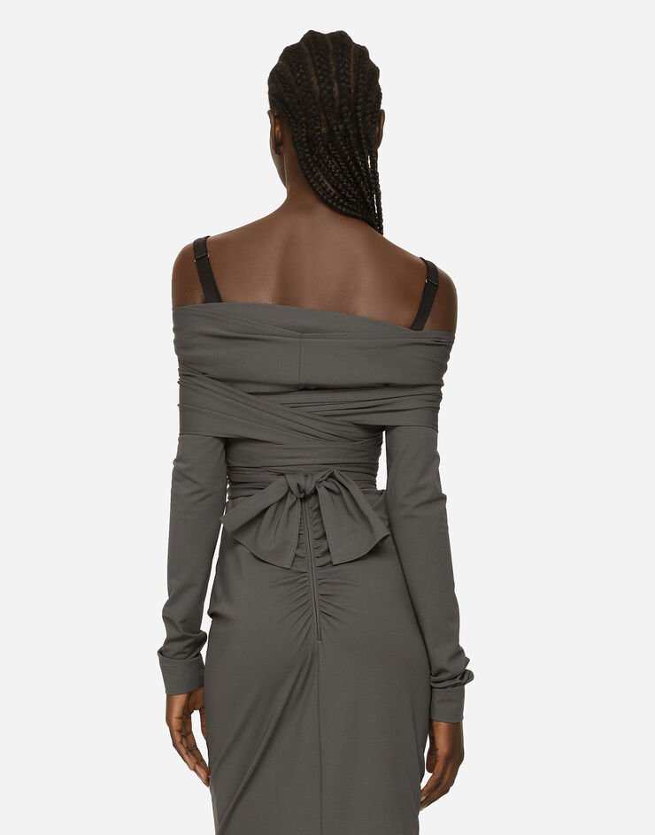 Dolce & Gabbana KIM DOLCE&GABBANA Long stretch jersey Milano rib dress Multicolor F6CNNTFUGPO