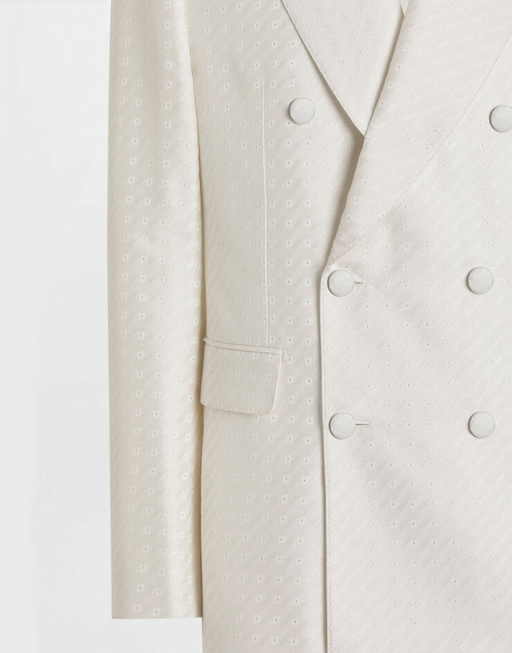Dolce & Gabbana Chaqueta de botonadura doble Sicilia Light de tejido jacquard con micromotivo White G2TV8THJMQY