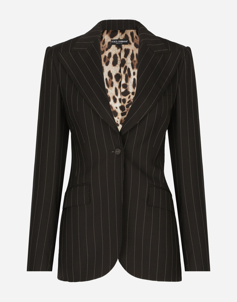 Single-breasted pinstripe wool Turlington jacket