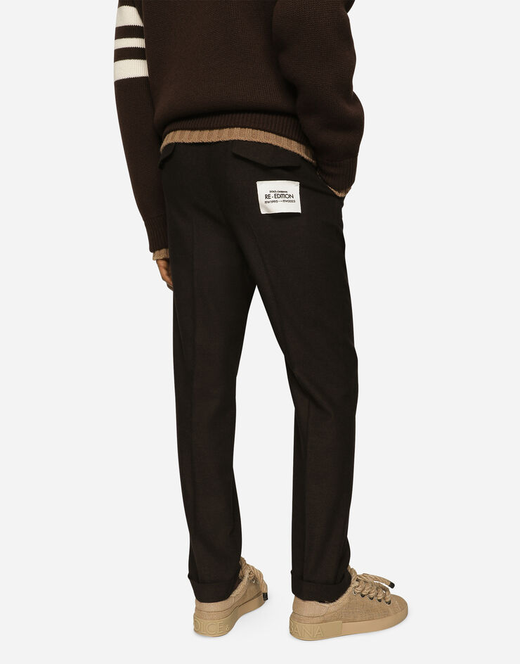 Dolce&Gabbana Stretch wool pants with Re-Edition label Brown GV6LETFURNC
