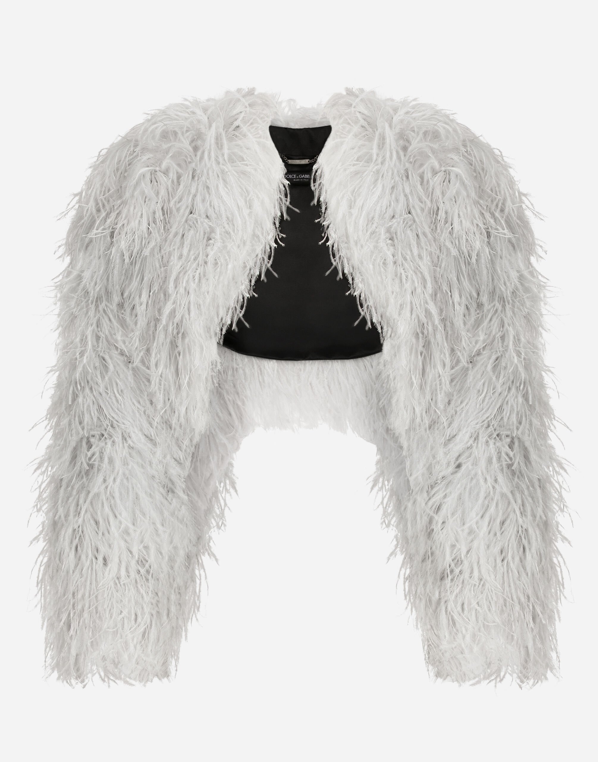 Dolce & Gabbana KIM DOLCE&GABBANA Ostrich feather bolero jacket Print F0W1YTFSTBJ