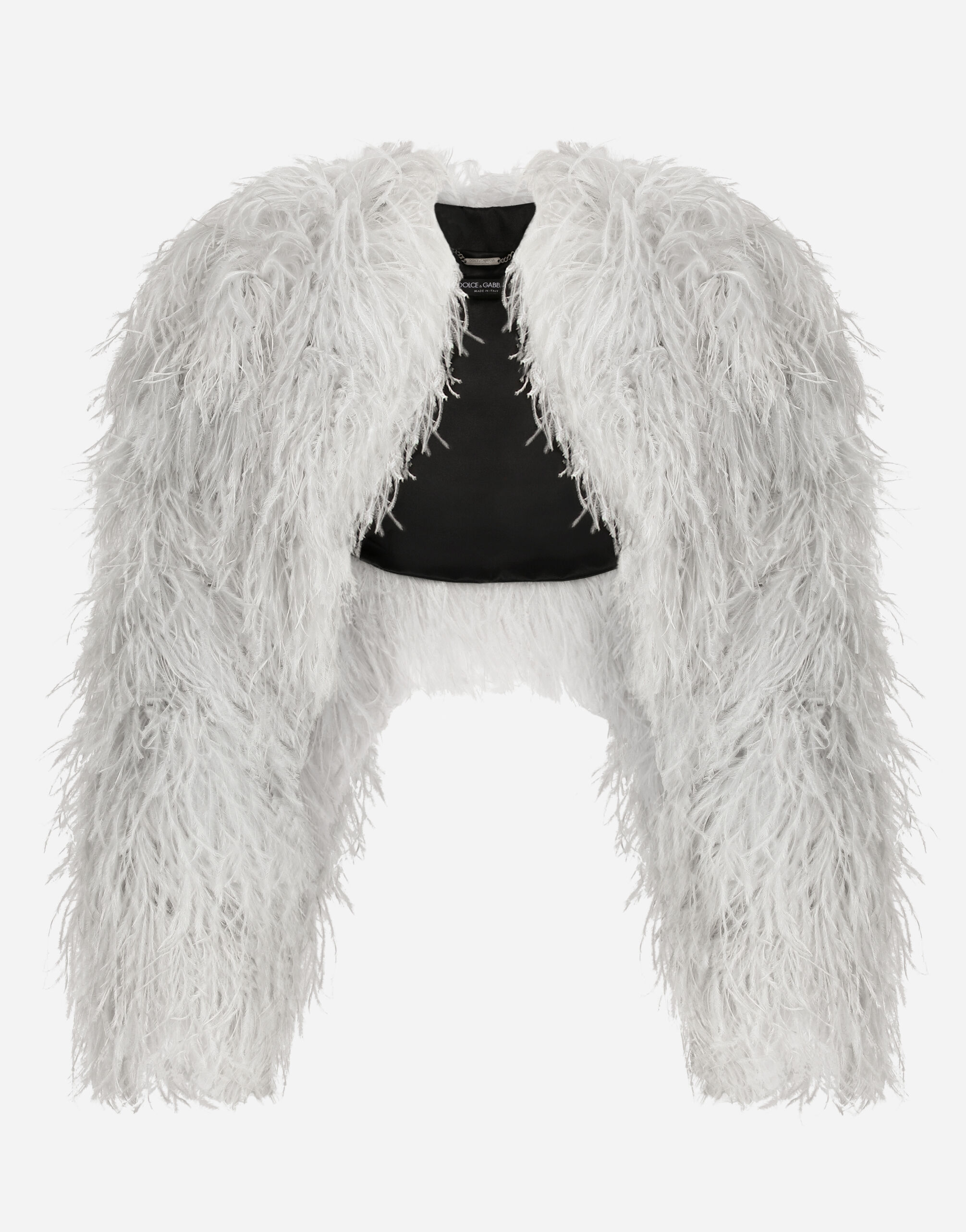 Dolce & Gabbana KIM DOLCE&GABBANA Ostrich feather bolero jacket Black F9P52LHULRK