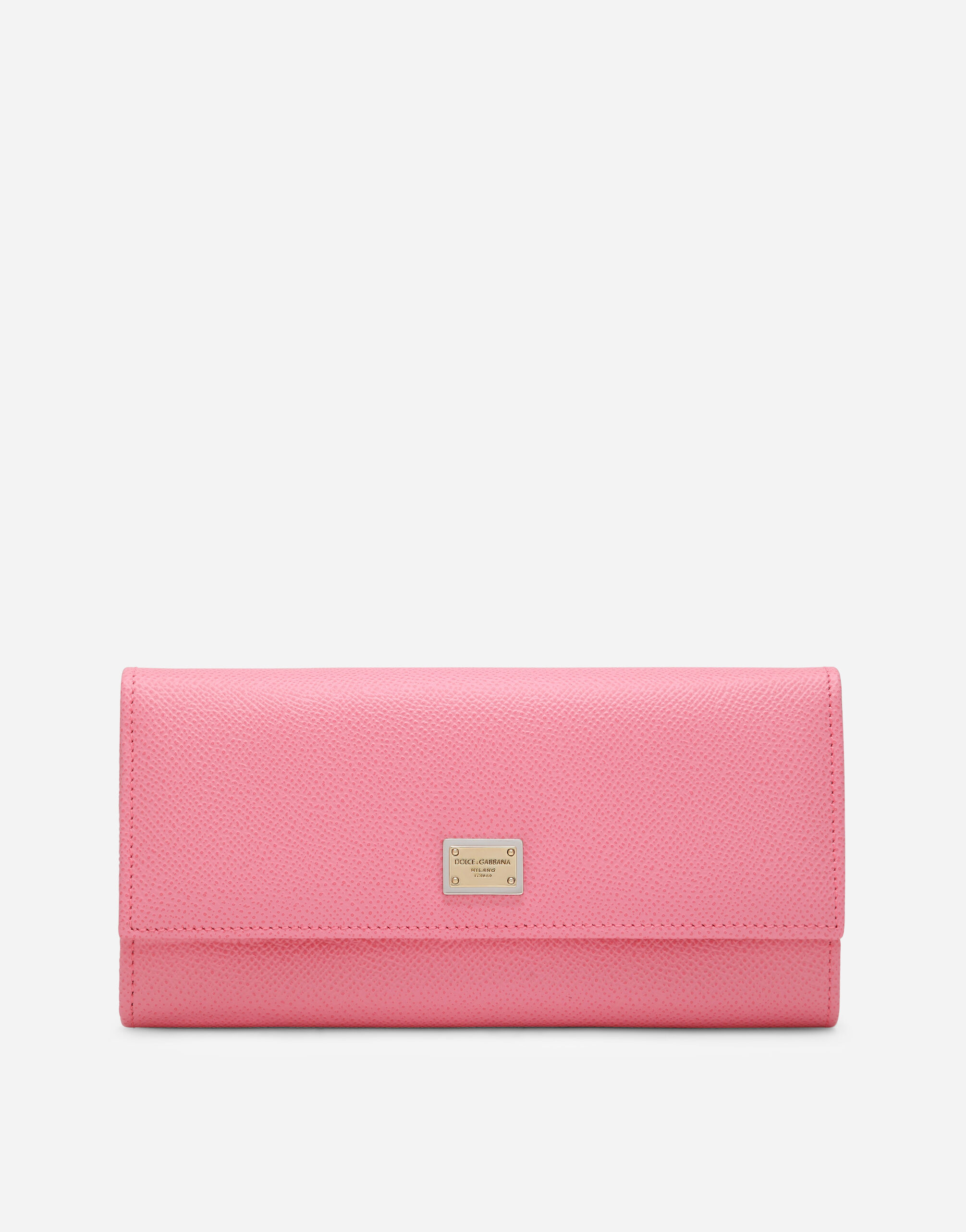 Dolce & Gabbana Cartera en piel de becerro Dauphine con placa con logotipo Rosa BI0473AV967