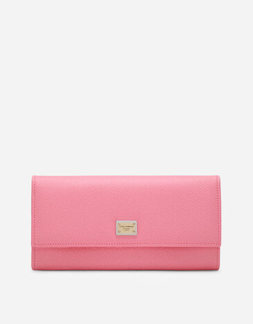Dolce & Gabbana Dauphine calfskin wallet with branded tag Pink BI0473AV967