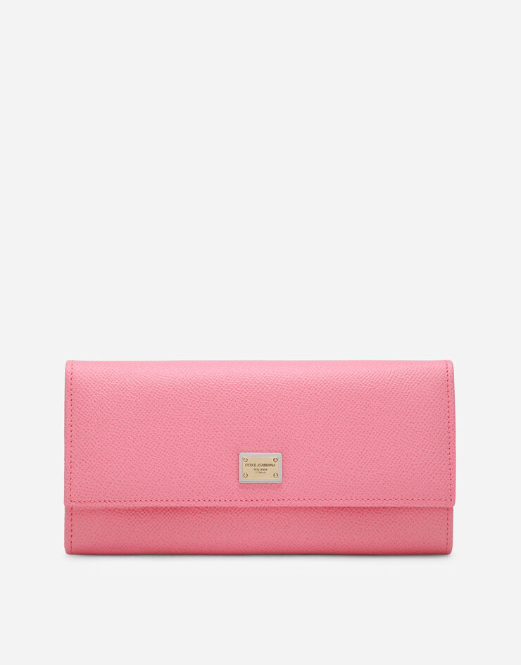 Dolce & Gabbana 로고 태그 도핀 카프스킨 지갑 핑크 BI0087A1001