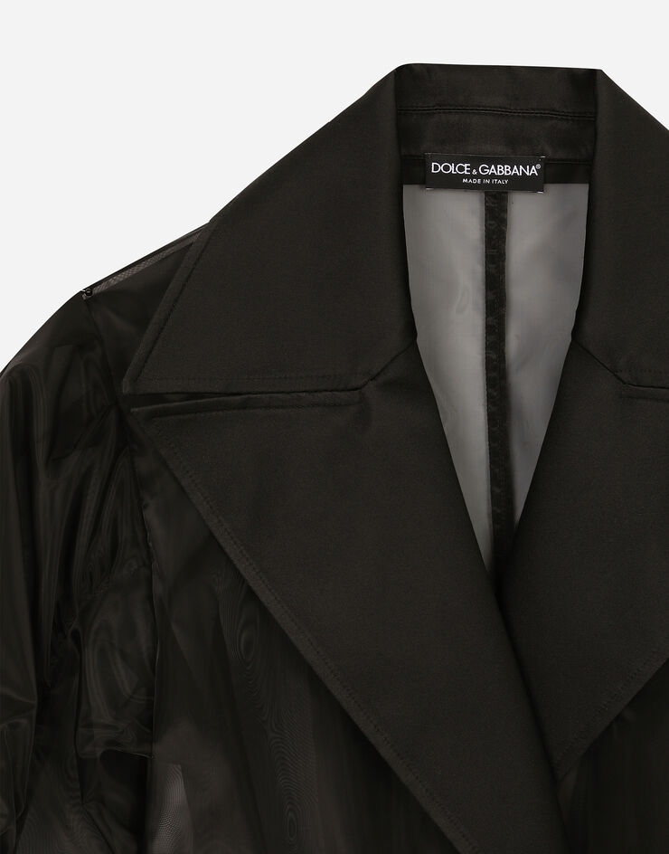 Dolce & Gabbana Trenchcoat aus technischem Organza mit gerafften Ärmeln Black F0D1OTFUMG9