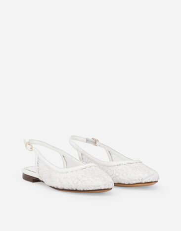 Dolce & Gabbana Embroidered mesh slingbacks with Dolce&Gabbana logo White D11284AU101
