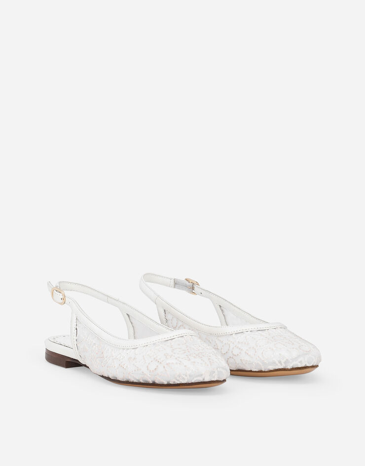 Dolce & Gabbana Slingback aus Netzgewebe mit Dolce&Gabbana-Logo Weiss D11284AU101