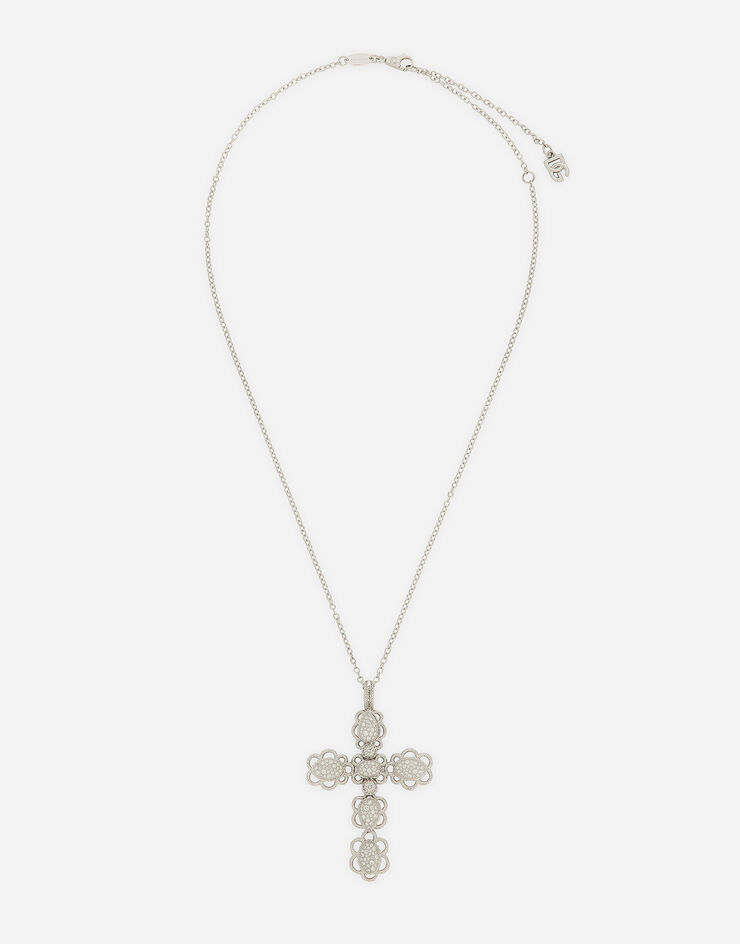 Dolce & Gabbana Pendentif Easy Diamond en or blanc 18 ct avec pavé de diamants Blanc WAQD4GWDIA1