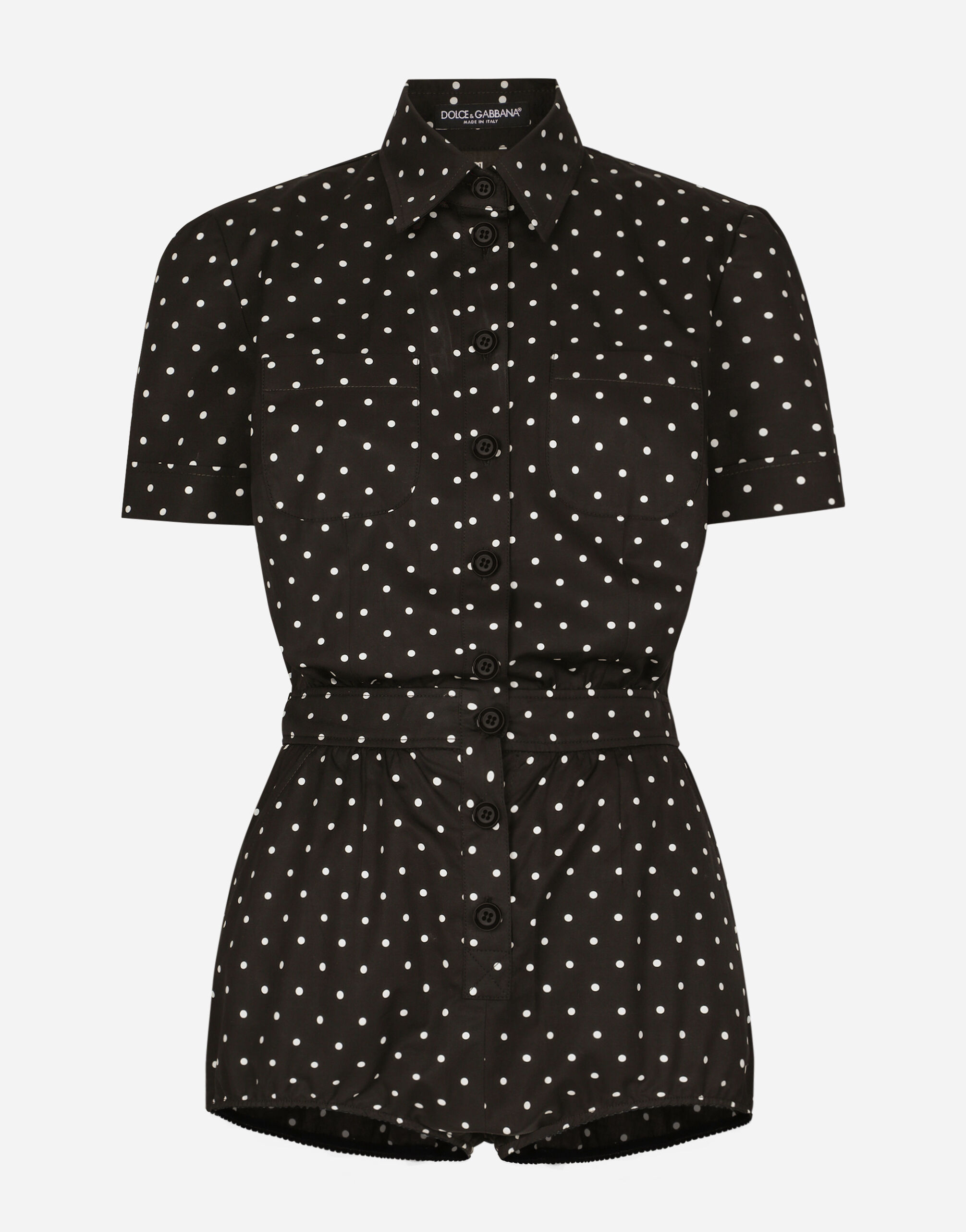 Cotton playsuit with polka-dot print in Print for Women
