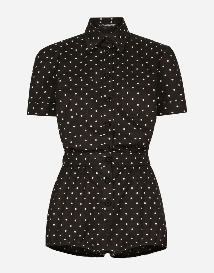 Dolce & Gabbana Cotton playsuit with polka-dot print Print F6JHZTHS5R6