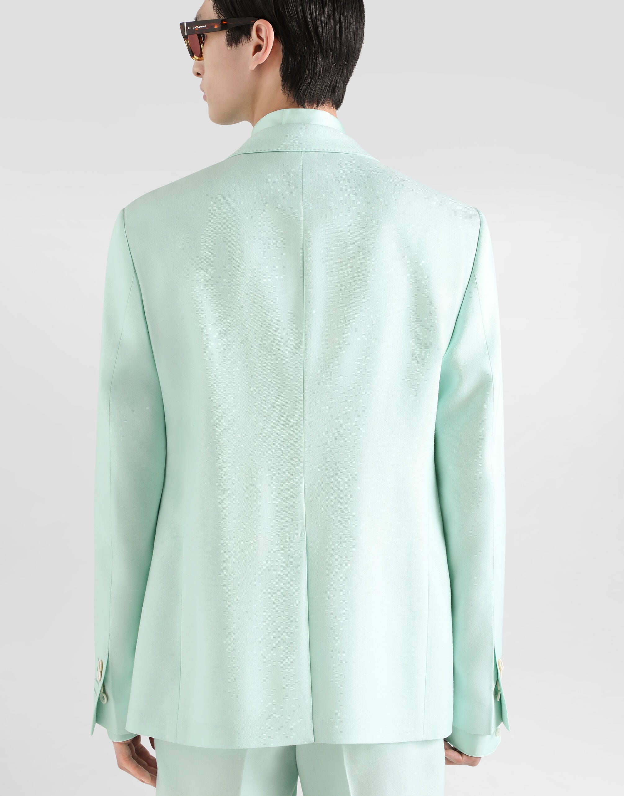 Sicilia light double-breasted viscose jacket in Azure for Men