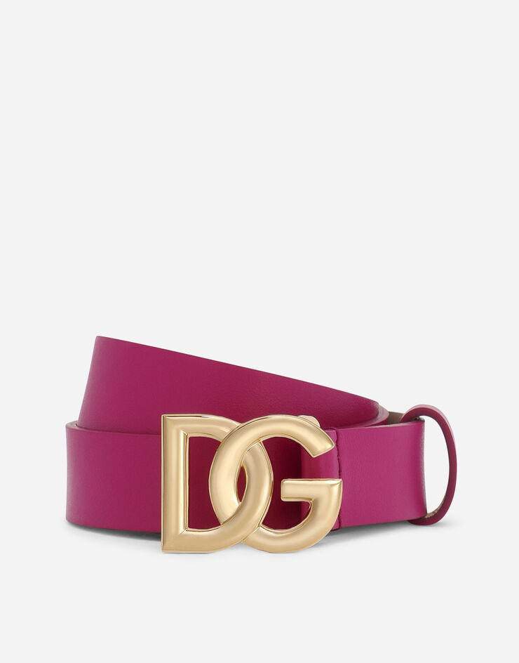 Dolce & Gabbana Calfskin nappa leather belt with DG logo Purple EE0062AW576