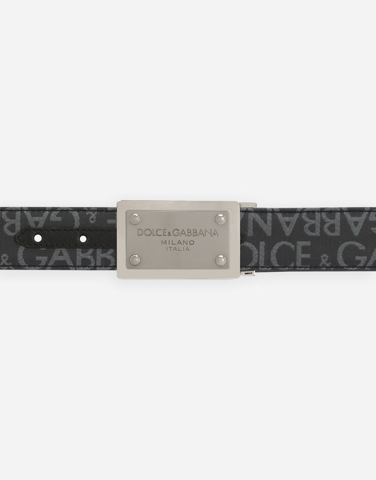 Dolce&Gabbana Coated jacquard belt with logo tag Black BC4824AJ705