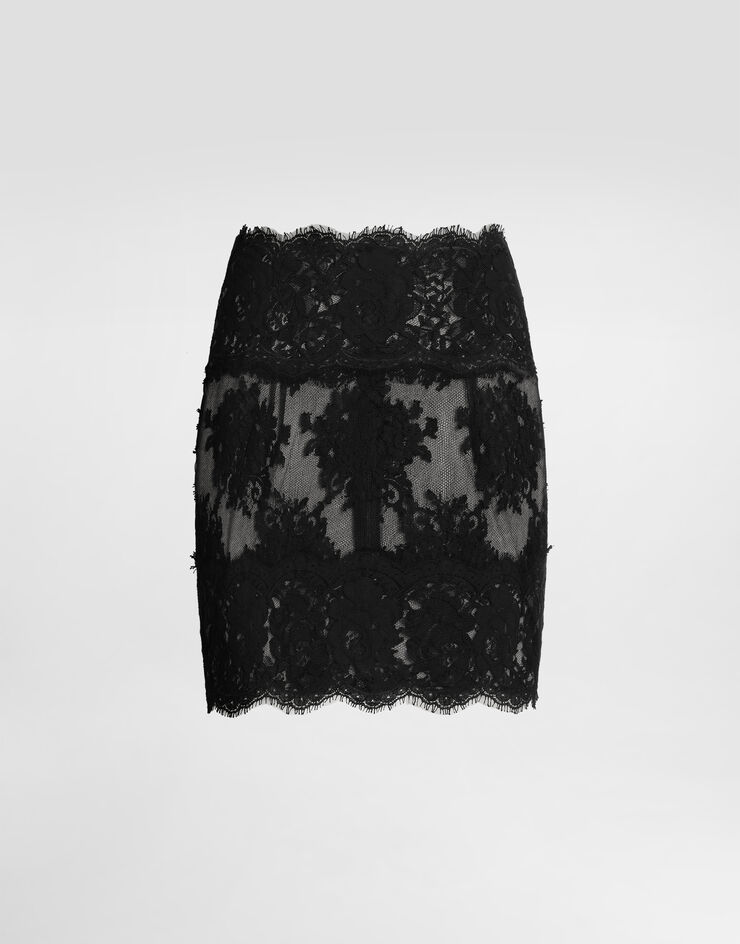 Dolce & Gabbana Short skirt in chantilly lace Black F4C7VTHLMO7