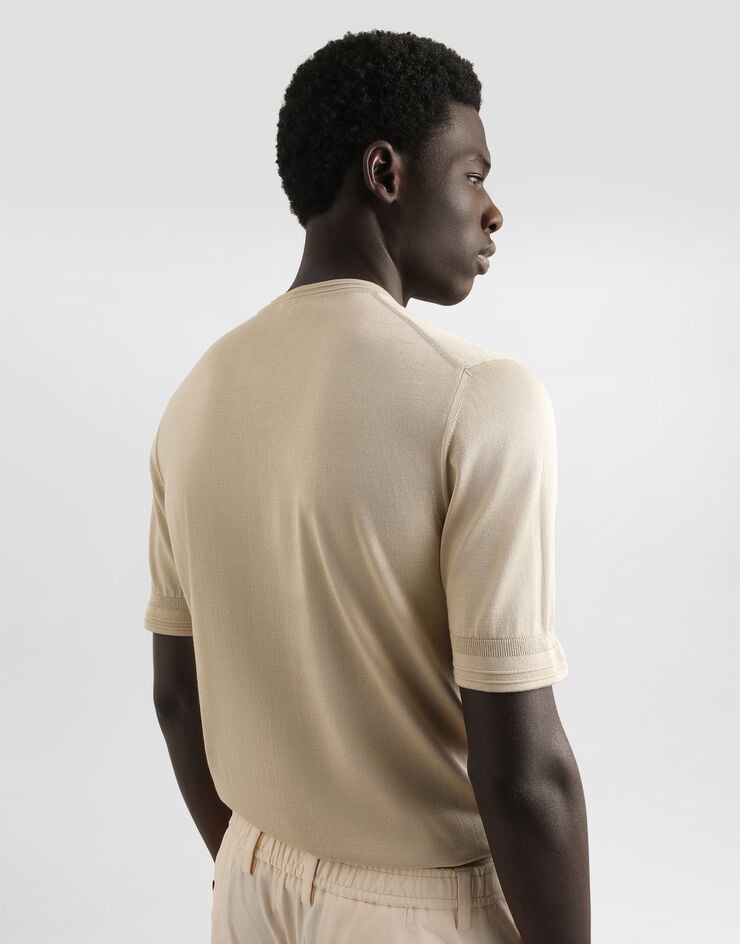 Dolce & Gabbana Silk crewneck pullover Beige GXX03ZJBSLV