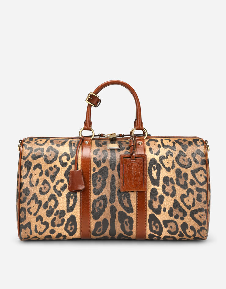 Dolce & Gabbana Маленькая дорожная сумка из материала Crespo с леопардовым принтом с пластинкой с логотипом разноцветный BB2207AW384