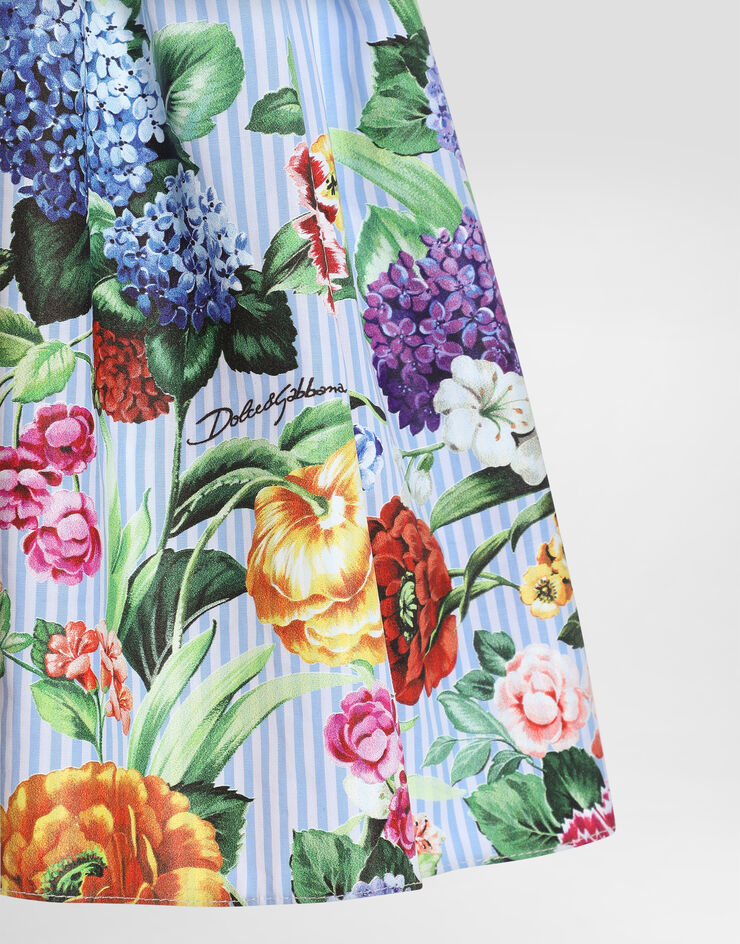 Dolce & Gabbana Striped poplin dress with floral print Print L24DG6FI5K7