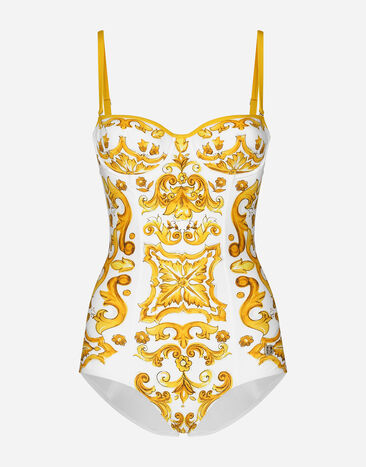 Dolce & Gabbana Majolica-print balconette one-piece swimsuit Print O8A54JFSG9R