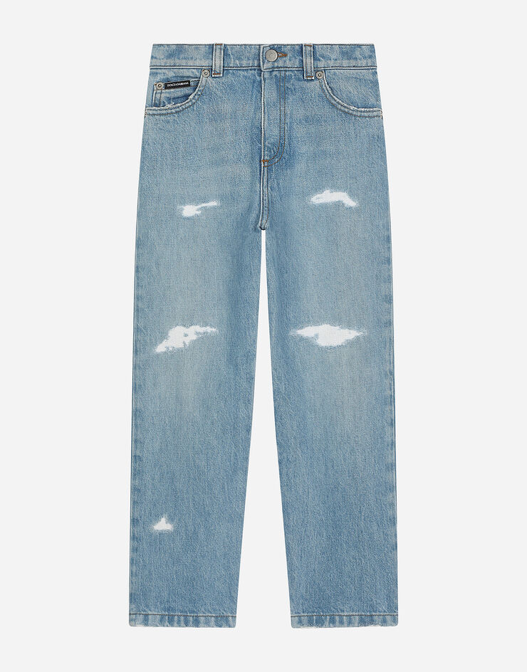 Dolce & Gabbana 5-pocket denim jeans with logo tag Blue L42F44LDB88