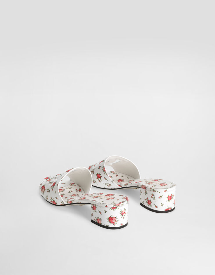 Dolce & Gabbana Printed calfskin mules with little roses print Multicolor CR1755AZ046