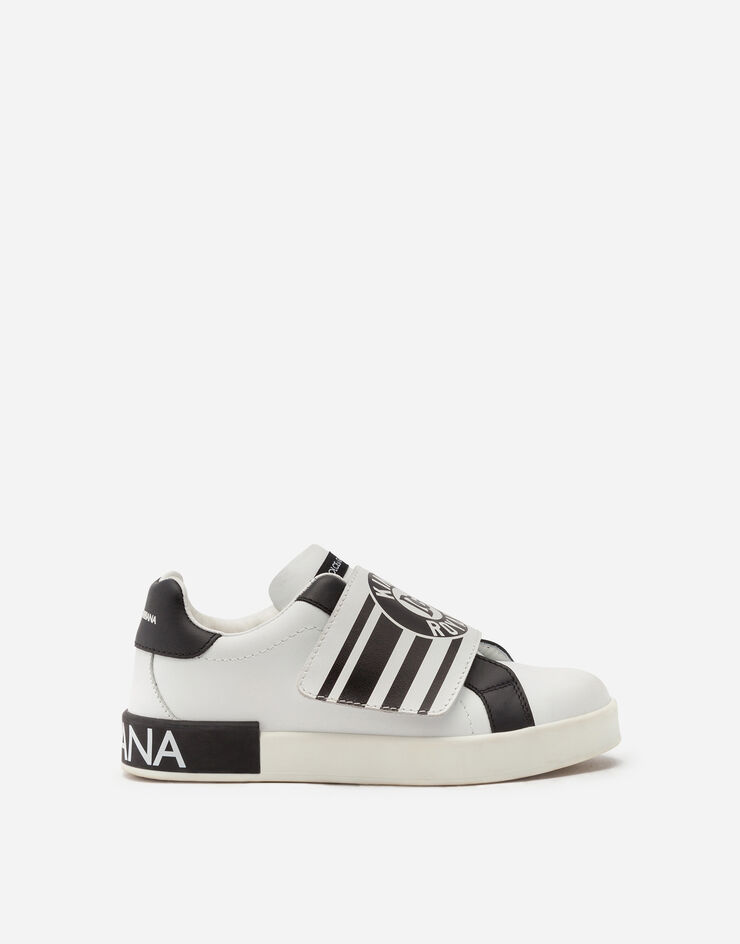 Dolce & Gabbana Portofino custom sneakers in calfskin with DG King royals print BLANCO DA0770AJ954