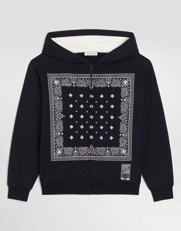 Dolce & Gabbana Cotton sweatshirt with bandana-print Blue L4JWNXG7P7I