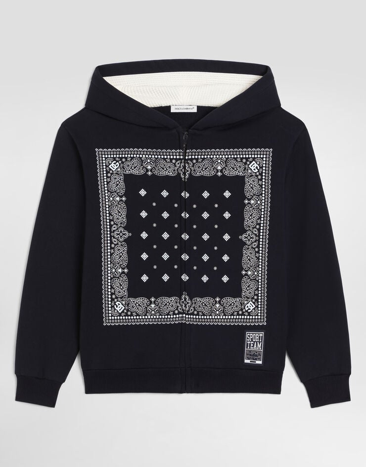 Dolce & Gabbana Cotton sweatshirt with bandana-print Dolce & Gabbana Cotton sweatshirt with bandana-print Blue L4JWNXG7P7I