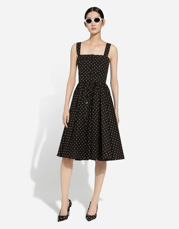 Dolce & Gabbana Calf-length cotton dress with polka-dot print Print F6JJCTHS5R6