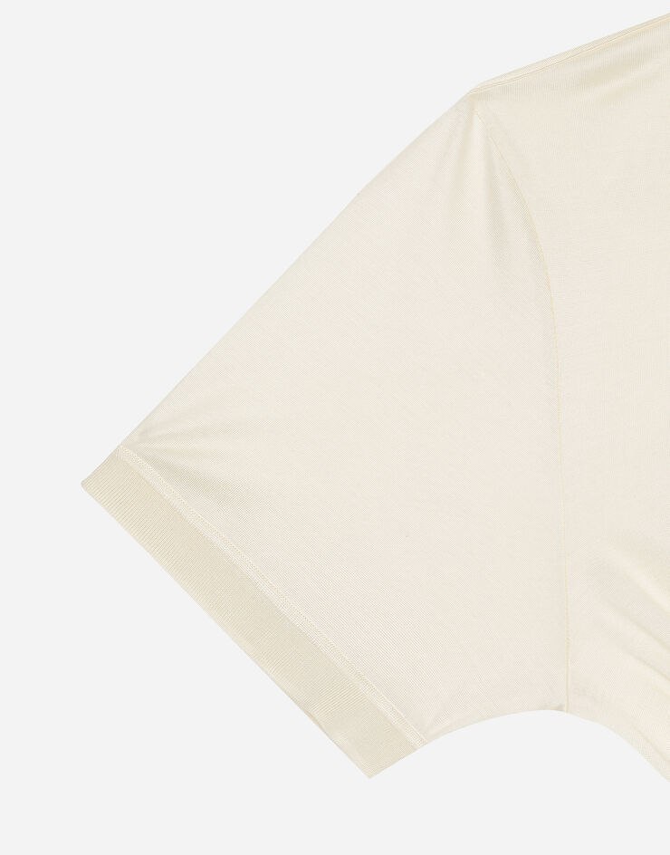 Dolce & Gabbana Short-sleeved silk T-shirt White G8QK3TFU75F