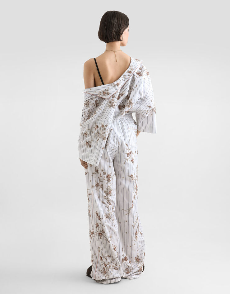 Dolce & Gabbana بنطال من بوبلين بتطريز أزهار بخيوط ومزين بكريستالات Dolce & Gabbana بنطال من بوبلين بتطريز أزهار بخيوط ومزين بكريستالات Multicolor FTDJDZGDDSA