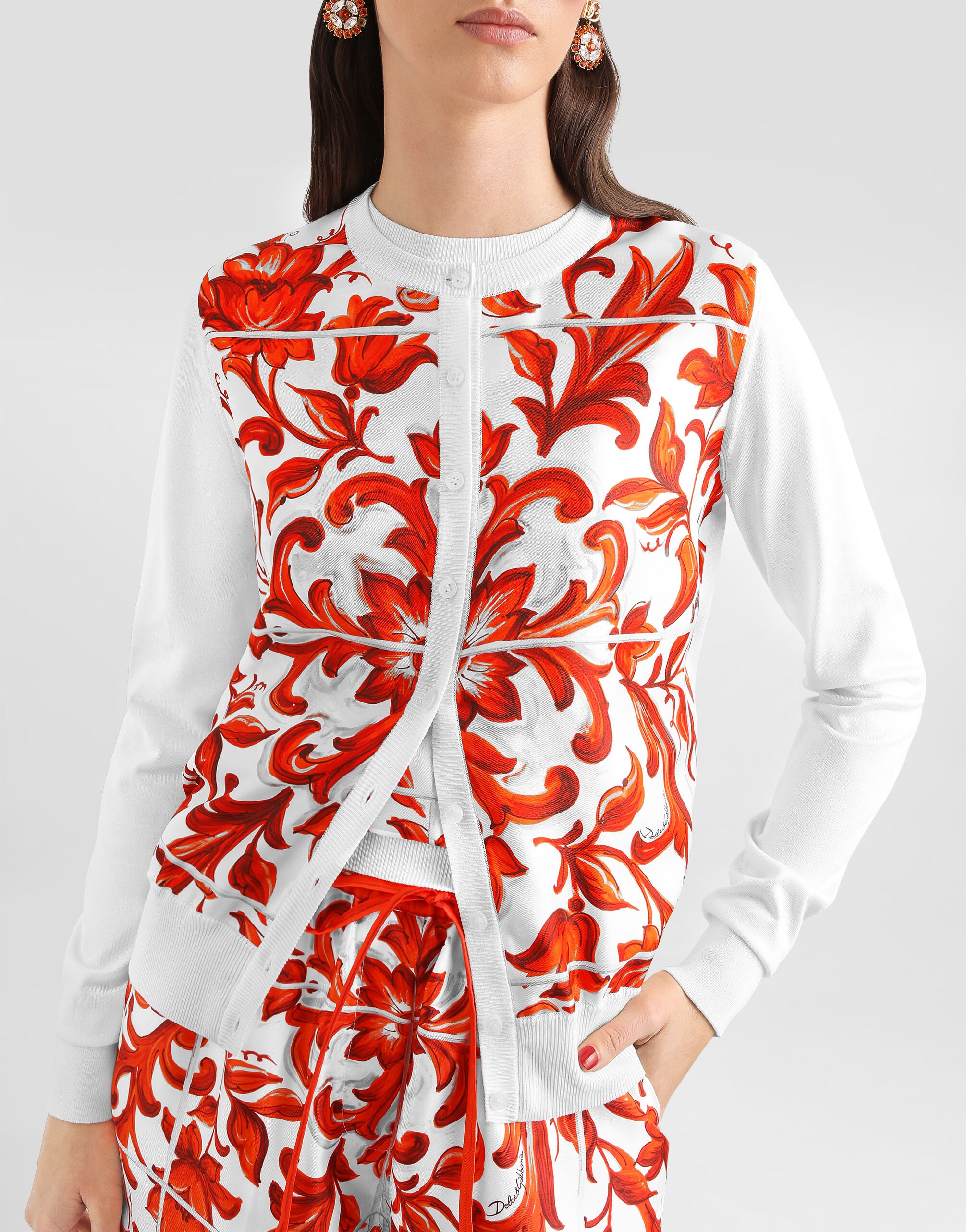 未使用★DOLCE＆GABBANA★シルク★ボウタイ★カーディガン Silk V-neck cardigan with DG logo embroidery in Grey for Women